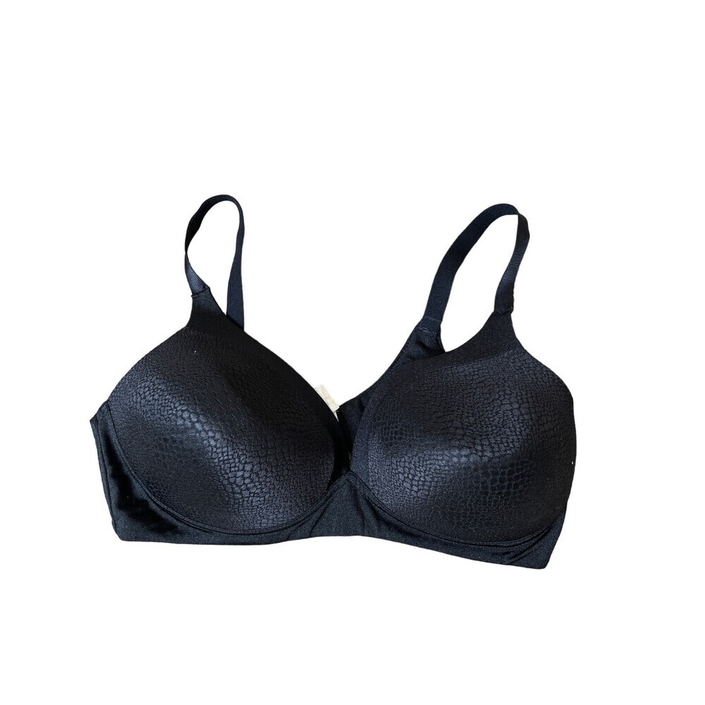 Warner bra SZ 40D black snake print no underwire comfort bra padded